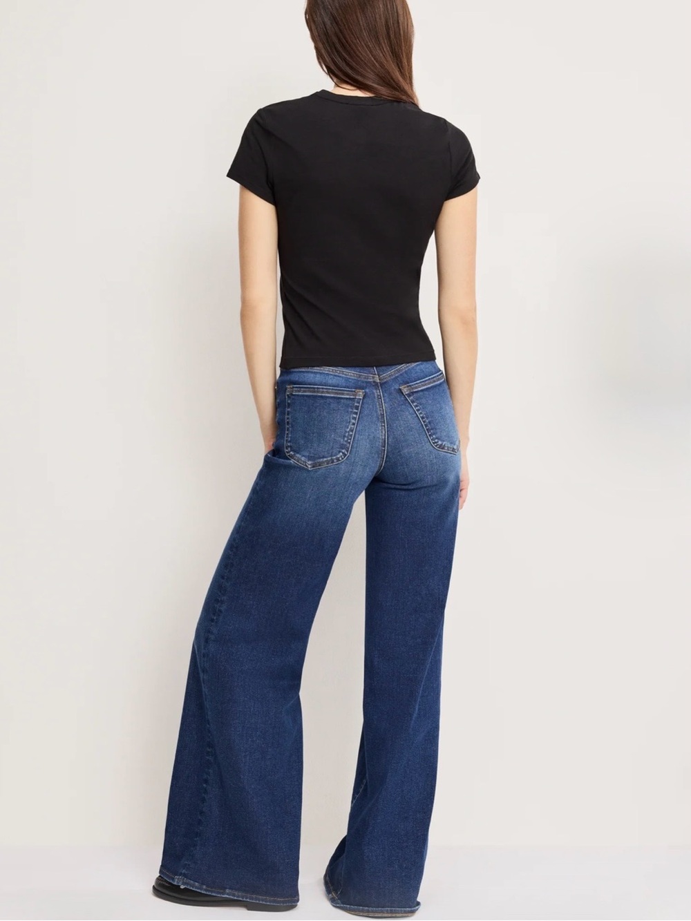 Good American Good Waist Palazzo Jeans Blue452 High Rise Wide Leg Size 8 NWOT - Picture 6 of 7